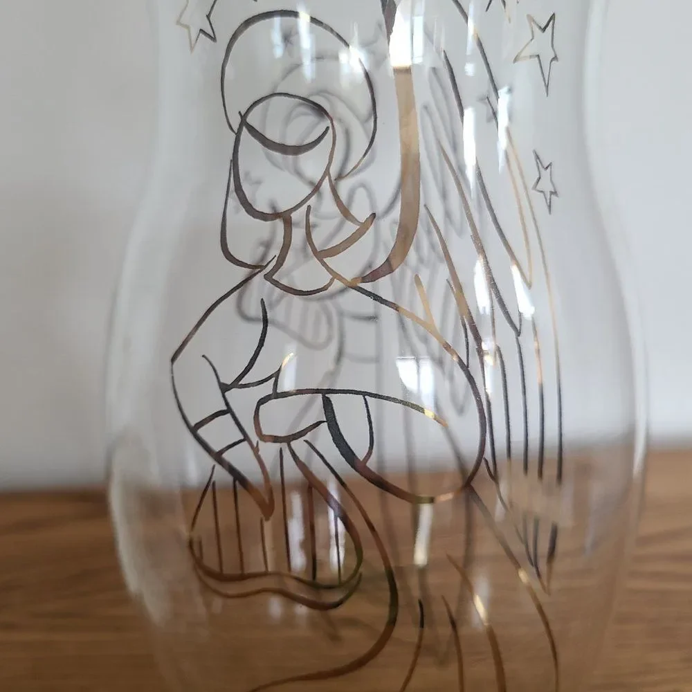 Partylite Versailles Stand Candle Holder With Golden Angel Hurricane Shade P7078